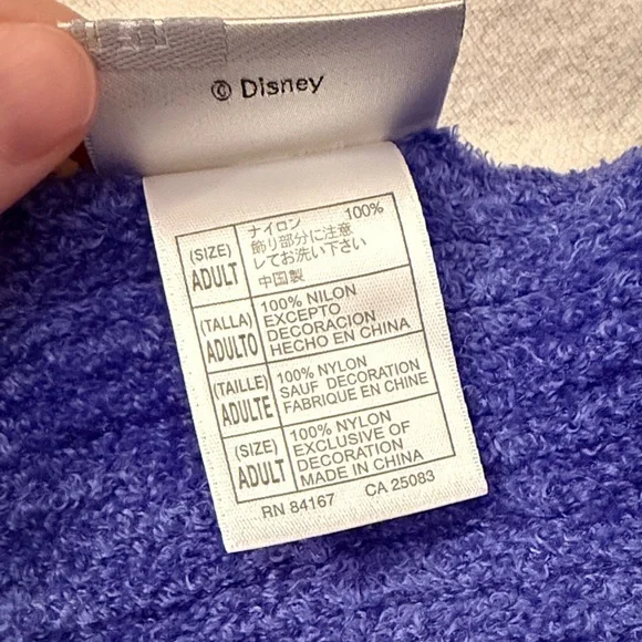 Disneyland Mickey Mouse Scarf Purple w/ Pink Sparkle Embroidery - Picture 3 of 3